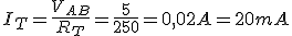 I  = V/R = 20 mA